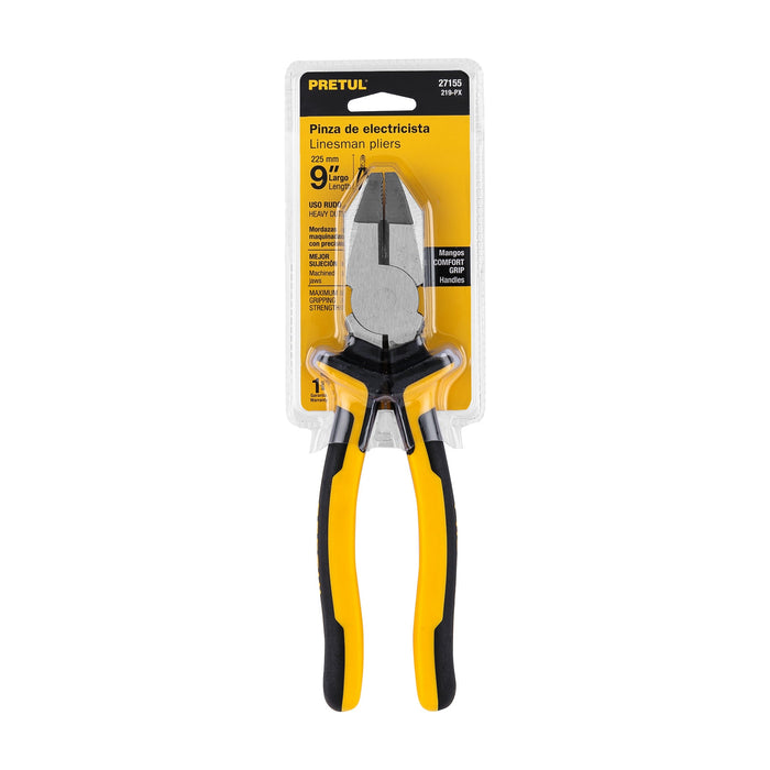 Pinza p/electricista 9" cabeza cuadrada Comfort Grip