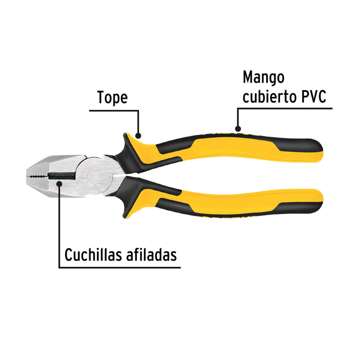 Pinza p/electricista 9" cabeza cuadrada Comfort Grip