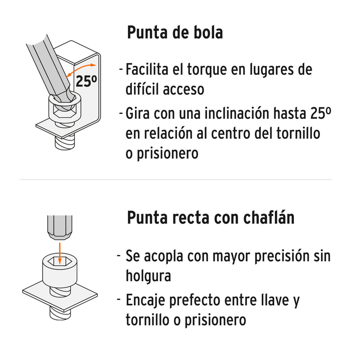 Juego 10 llaves allen largas mm punta bola con organizador