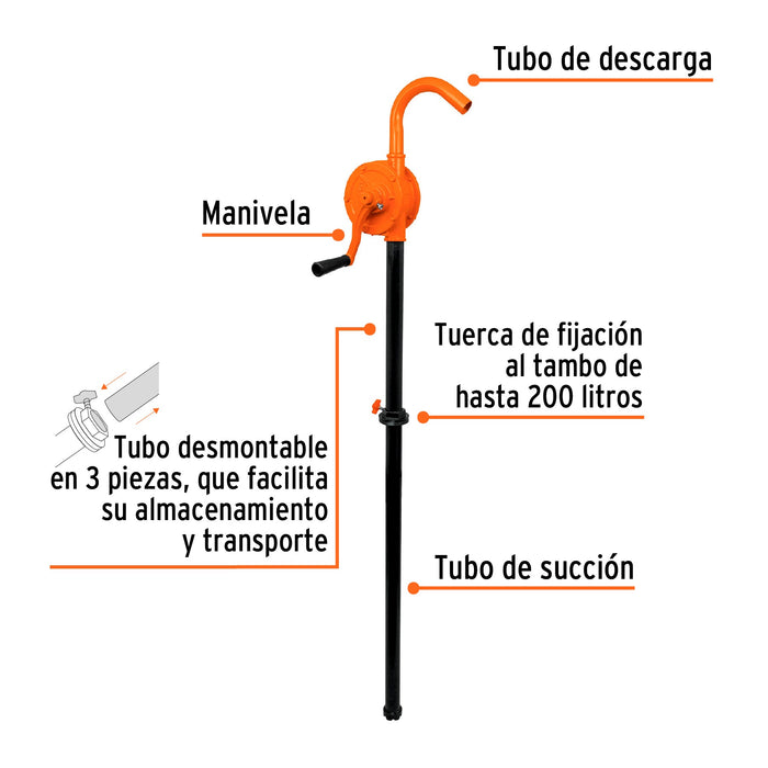 Bomba extractora de aceites con manivela