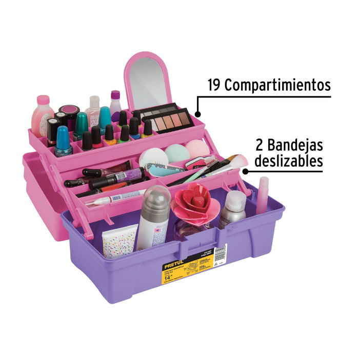 Caja cosmetiquera 14", rosa/morado
