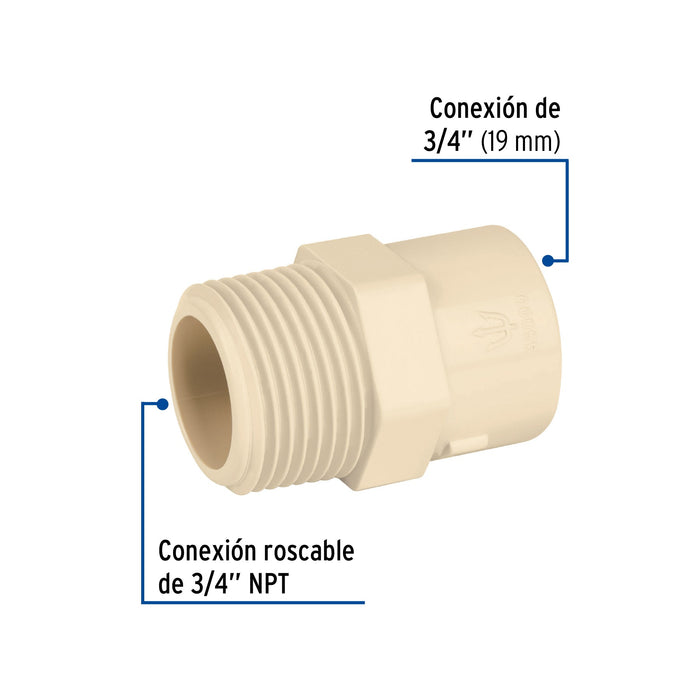 Bolsa con 20 Conector macho de CPVC 3/4"