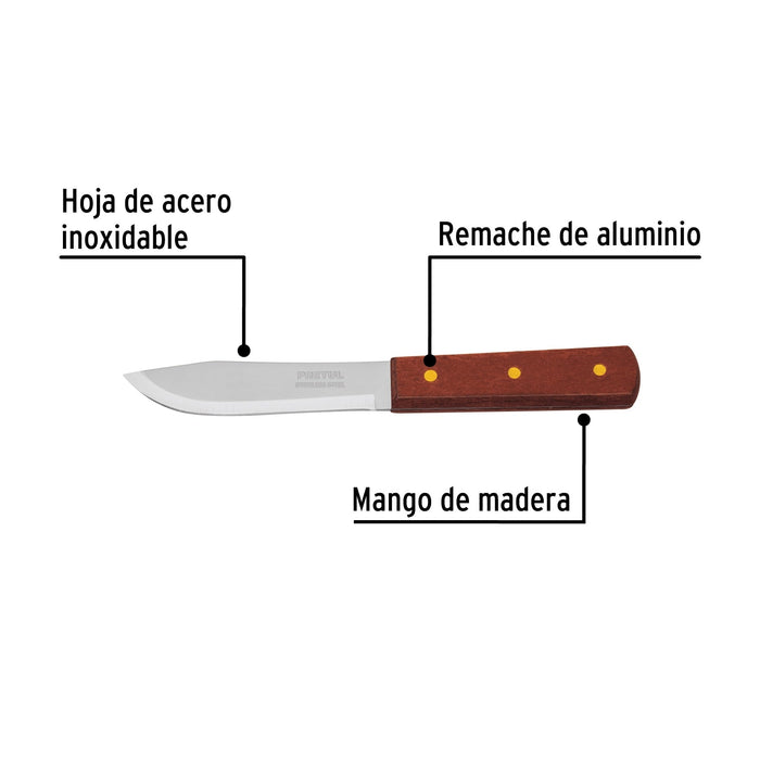 Cuchillo cebollero 5" mango de madera
