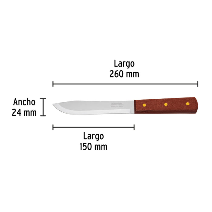 Cuchillo cebollero 6" mango de madera