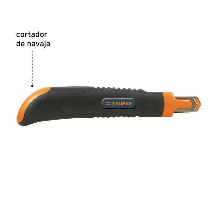 Cutter 9 mm profesional con alma metálica y grip