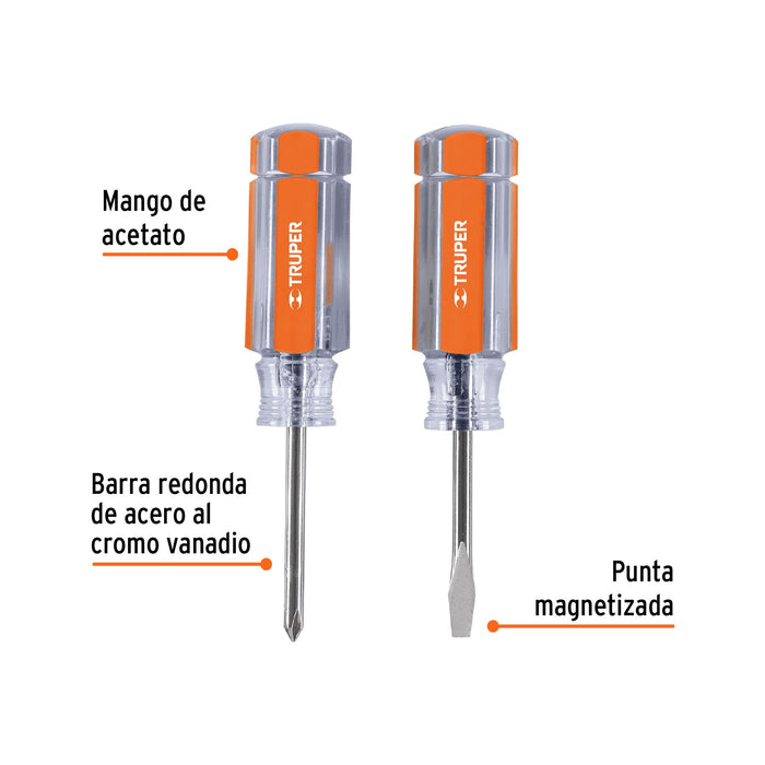 Dúo de mini desarmadores mango de acetato