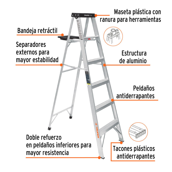 Escalera de tijera tipo III 5 escalones y bandeja