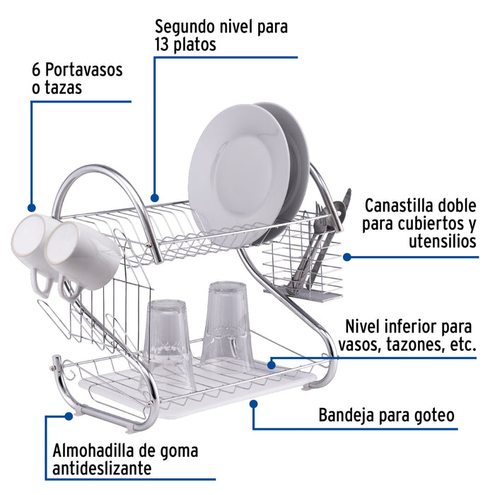 Escurridor de 2 niveles para trastes