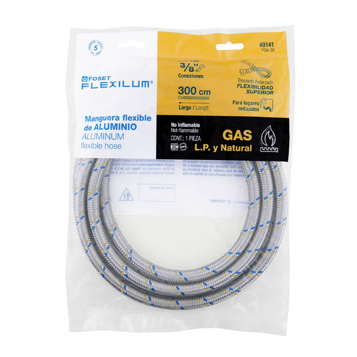 Flexible para gas, aluminio 10 ft