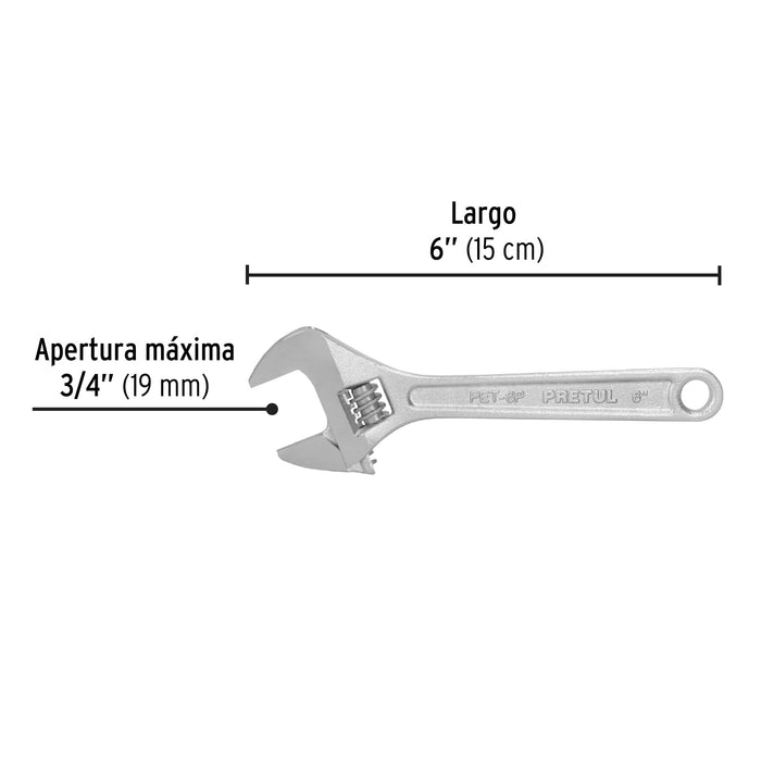 Llave ajustable  6" cromada