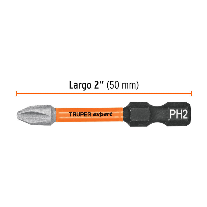 Estuche con 5 puntas de cruz PH2 de impacto largo 2"